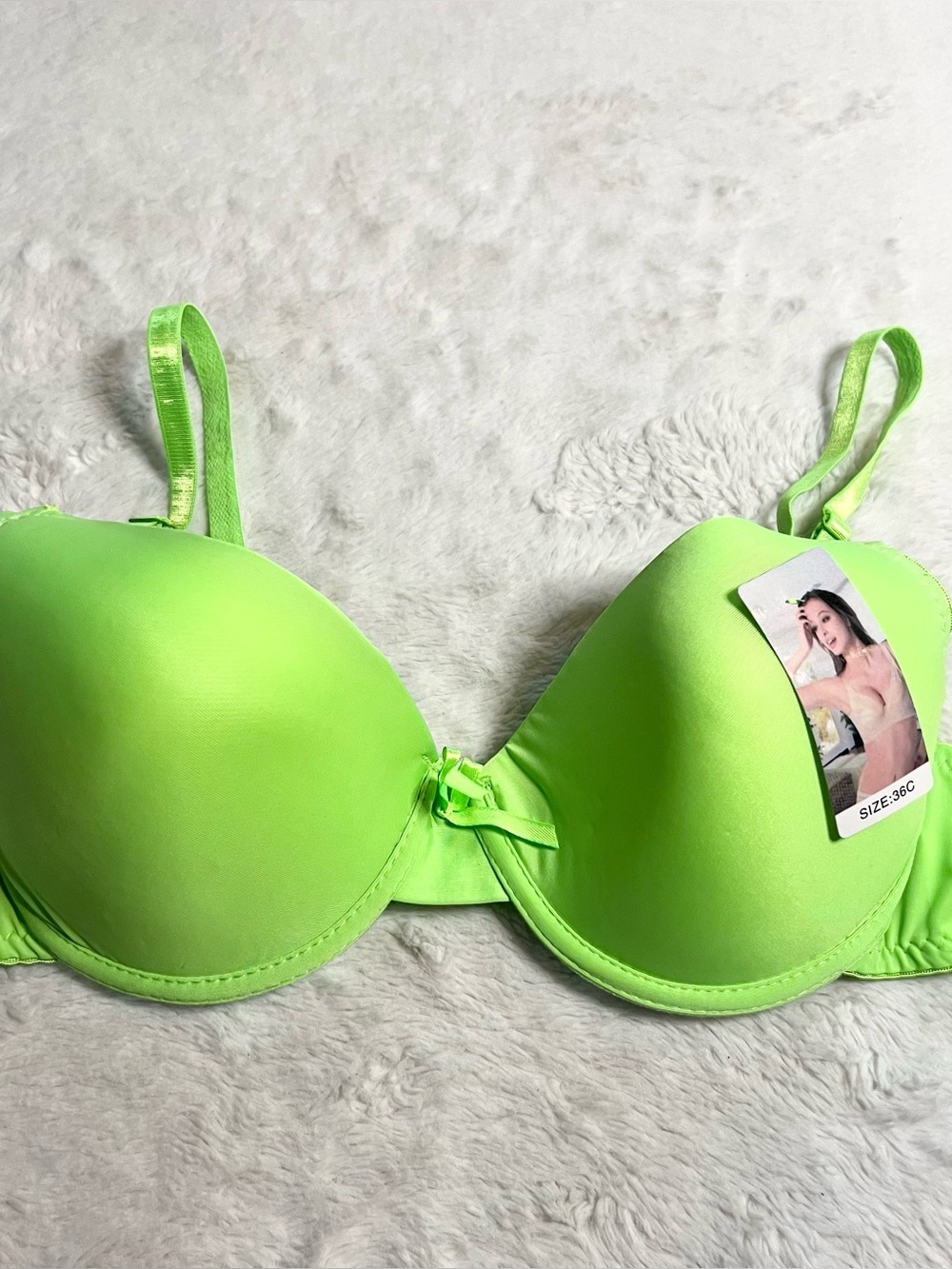 NWT Neon Lime Green Underwire Push-Up Bra Size 36C